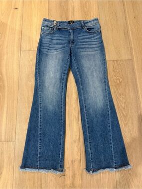 Love Wish Flared Frayed Hem Jeans